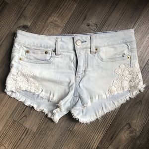 American Eagle Light Wash Shorts with Detail